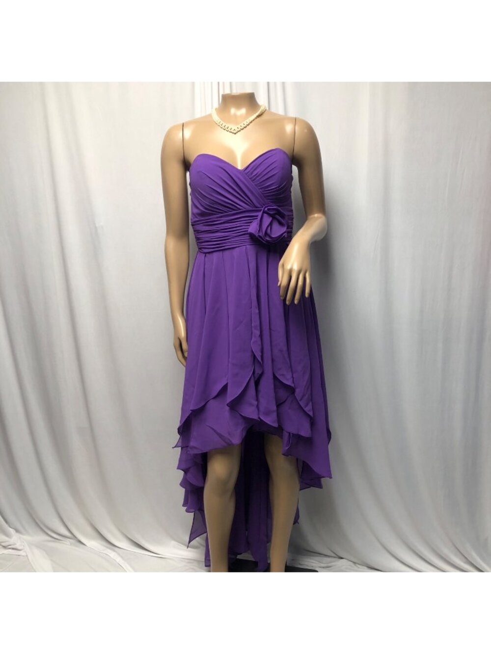 Christina Wu Celebration Purple Dress Womens Size 2 Strapless High Low Formal